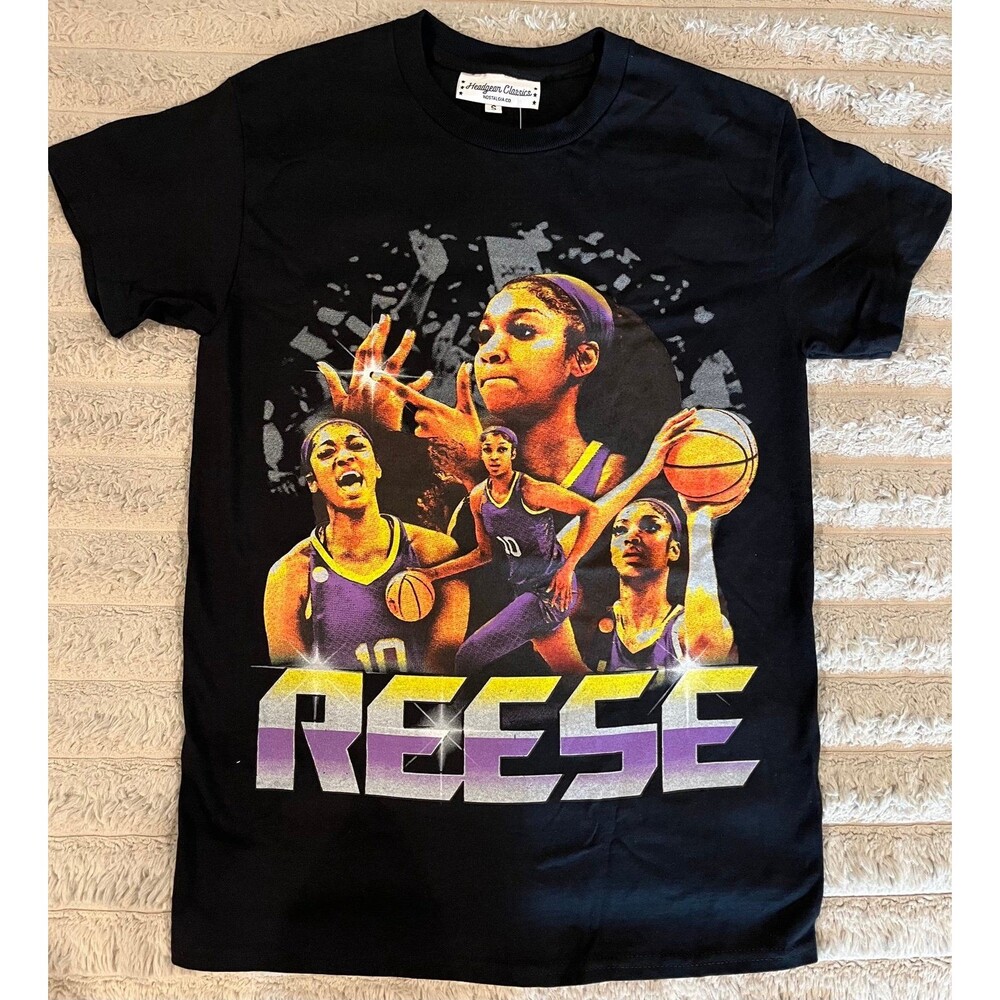 Headgear Classics Angel Reese Basketball Graphic T-Shirt Black Size Small NWT